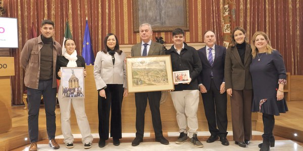 El Ayuntamiento de Sevilla recibe una lámina histórica donada desde la ciudad alemana de Detmold por una alumna del IES Santa Aurelia
