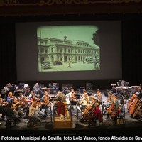 Ensayo del concierto conmemorativo de la Exposición Iberoamericana de 1929. Noviembre de 2022. ©ICAS-SAHP, Fototeca Municipal de Sevilla, foto Lolo Vasco, fondo Alcaldía de Sevilla