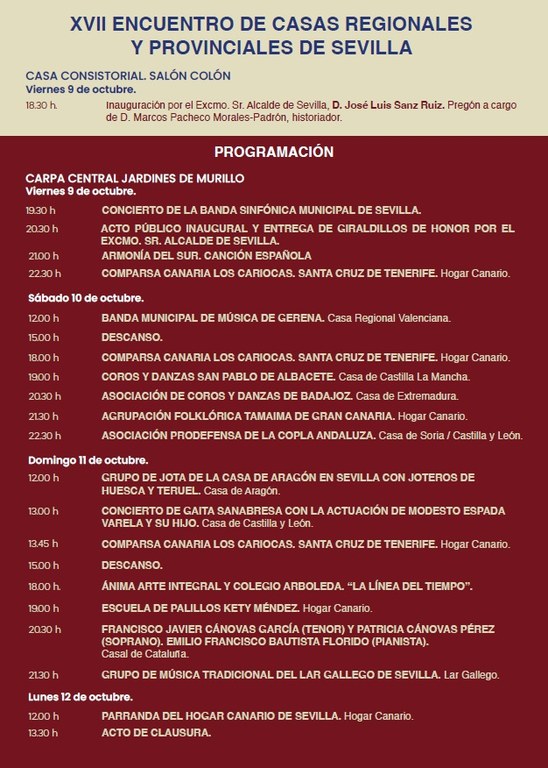 XVII Edición del Encuentro de Casas Regionales programación.jpg XVII Edición del Encuentro de Casas Regionales programación.jpg